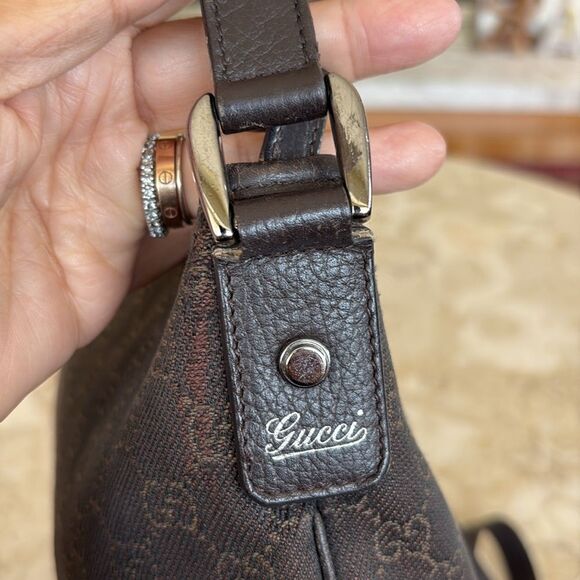 Gucci GG Canvas Abbey D-Ring Crossbody Bag Dark Brown Canvas & Leather - Picture 8 of 16